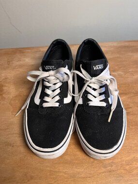 Vans Old Skool Black White Canvas Suede Sneakers Skate Shoes Women's Size 8